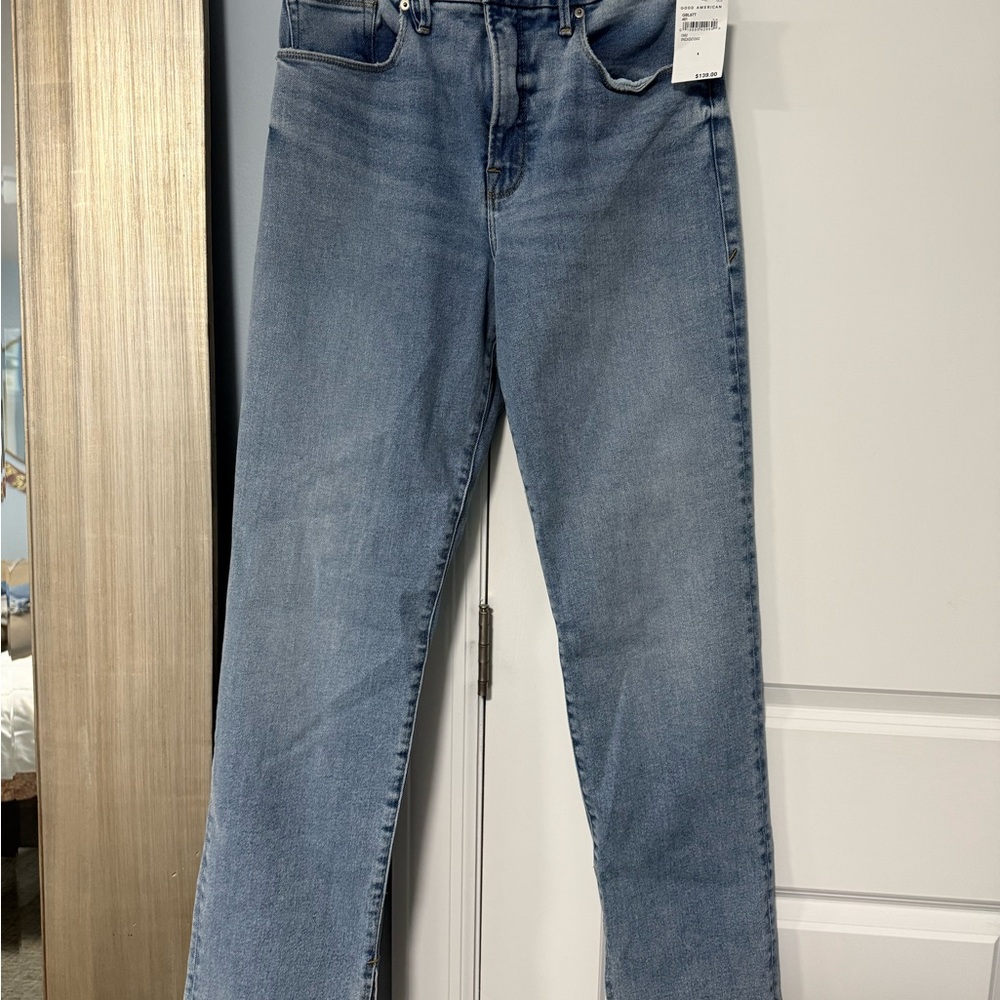 Good American Blue Straight Leg Jeans